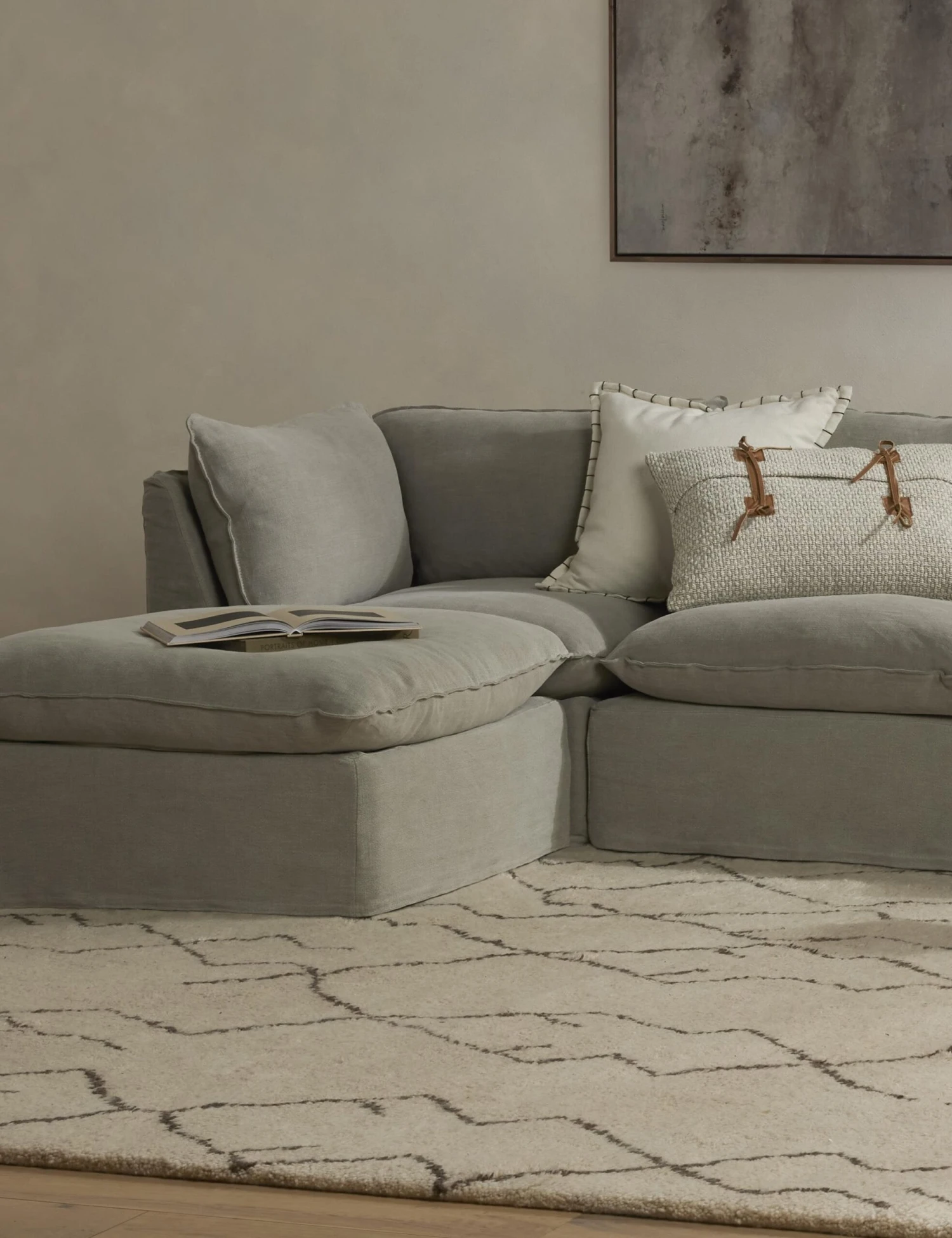 Costello Slipcover Sofa With Ottoman - Image 9